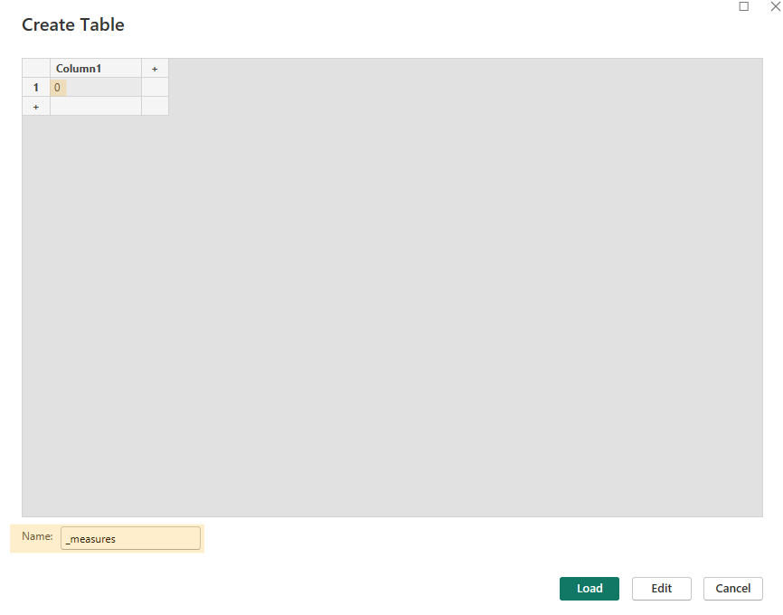 Create table